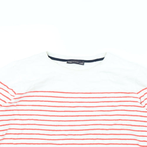 m&s Womens Red Striped  Pullover Jumper Size 18