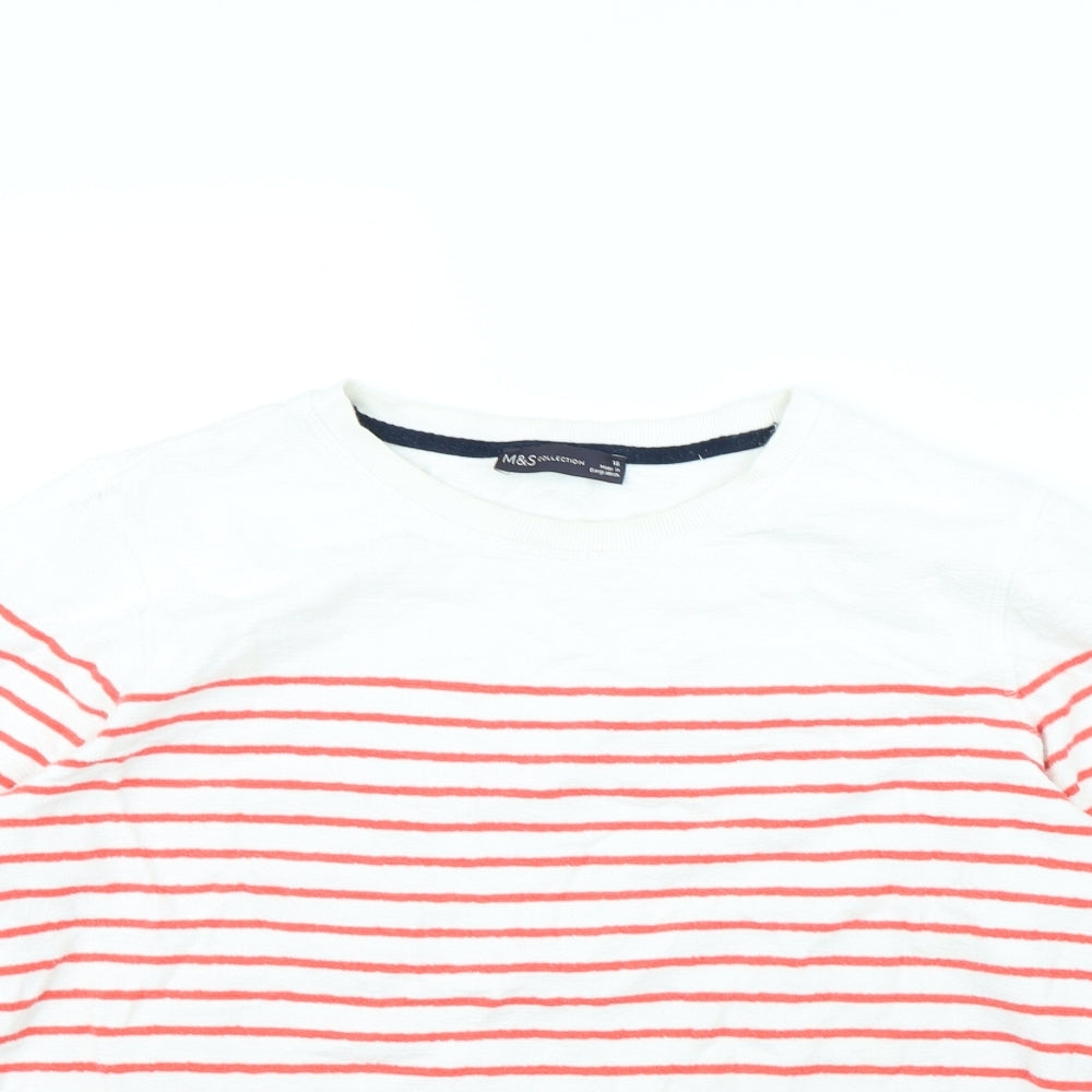 m&s Womens Red Striped  Pullover Jumper Size 18