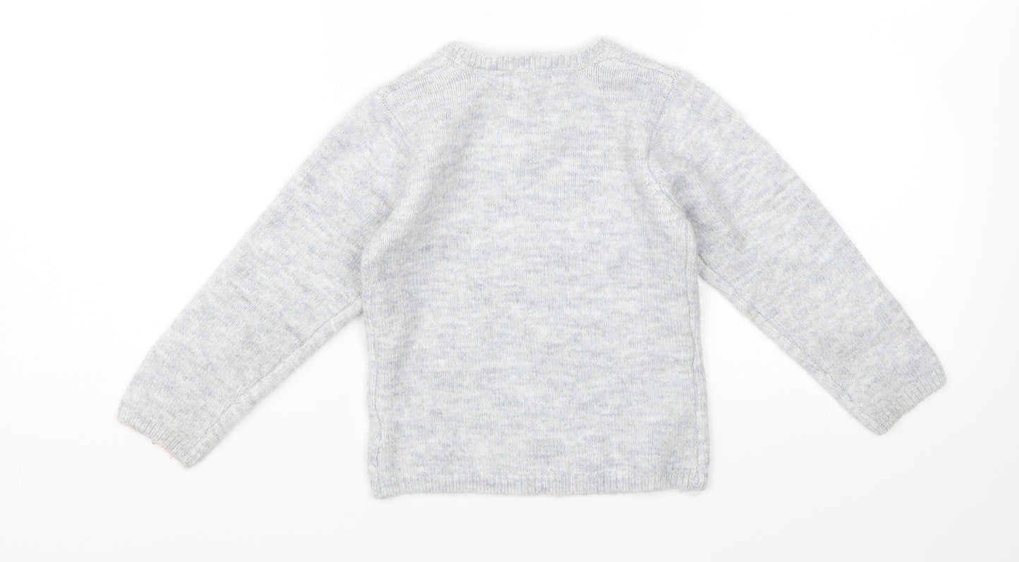 Primark Girls Grey   Pullover Jumper Size 2-3 Years  - Stars
