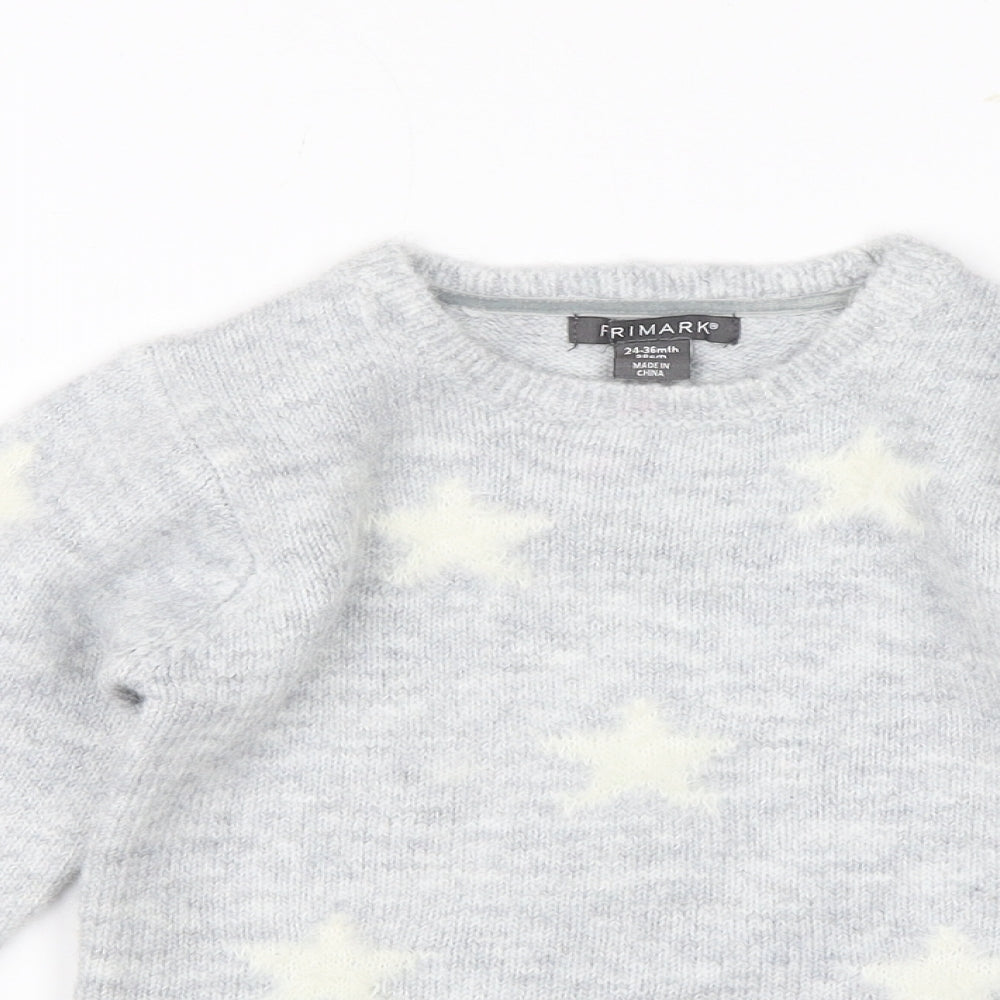 Primark Girls Grey   Pullover Jumper Size 2-3 Years  - Stars