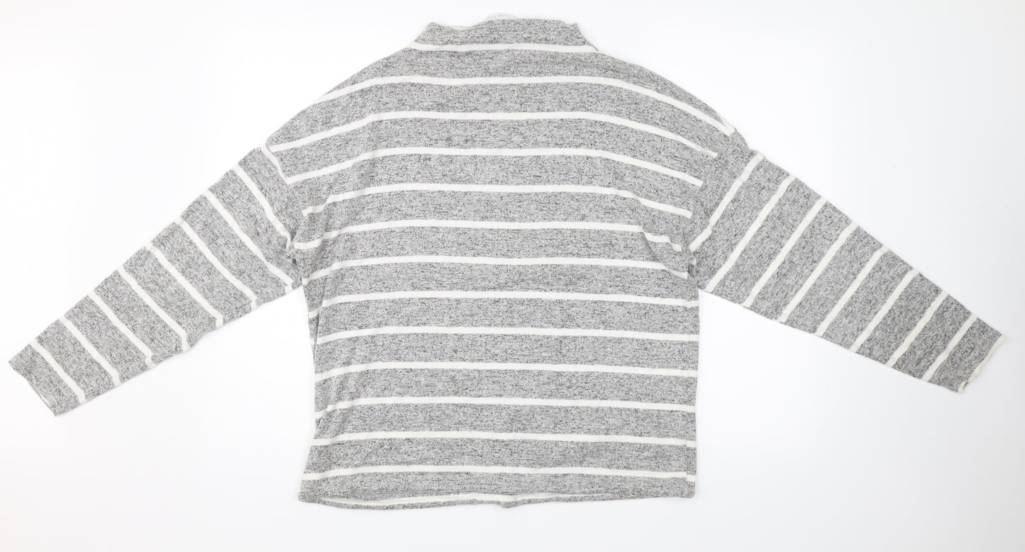 M&S Womens Grey Striped  Pullover Jumper Size 14  - Lounge wear