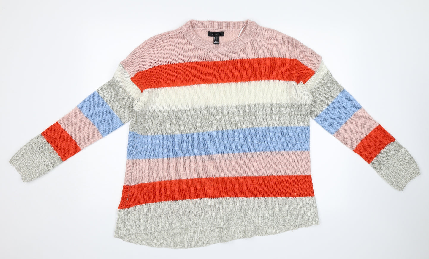 New Look Womens Pink Striped  Pullover Jumper Size L