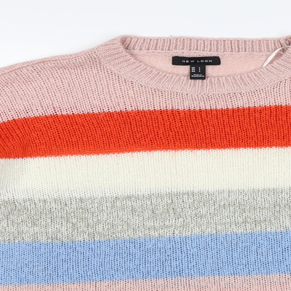 New Look Womens Pink Striped  Pullover Jumper Size L