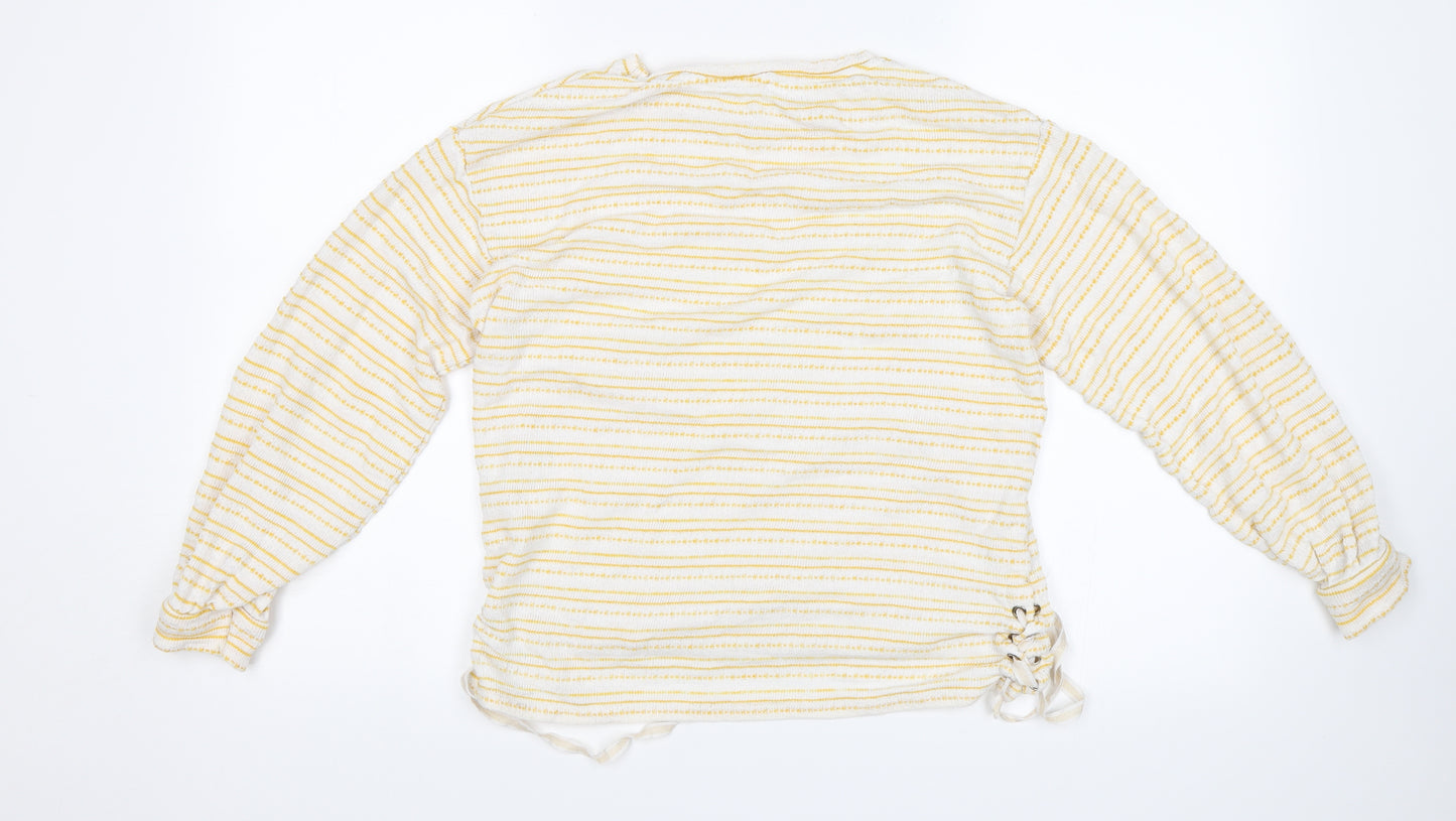 Matalan Womens Yellow Striped  Pullover Jumper Size 10