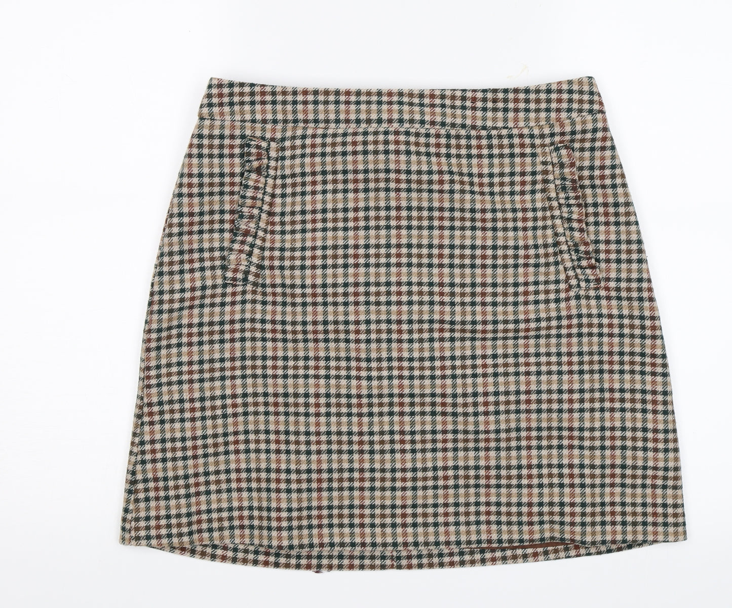 F&F Womens Brown Check  Skater Skirt Size 10