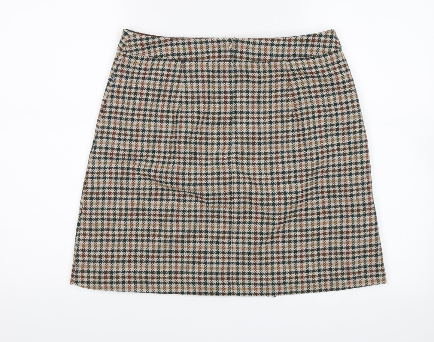 F&F Womens Brown Check  Skater Skirt Size 10