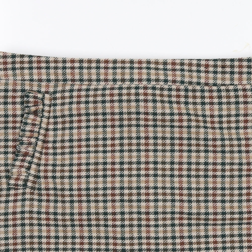 F&F Womens Brown Check  Skater Skirt Size 10