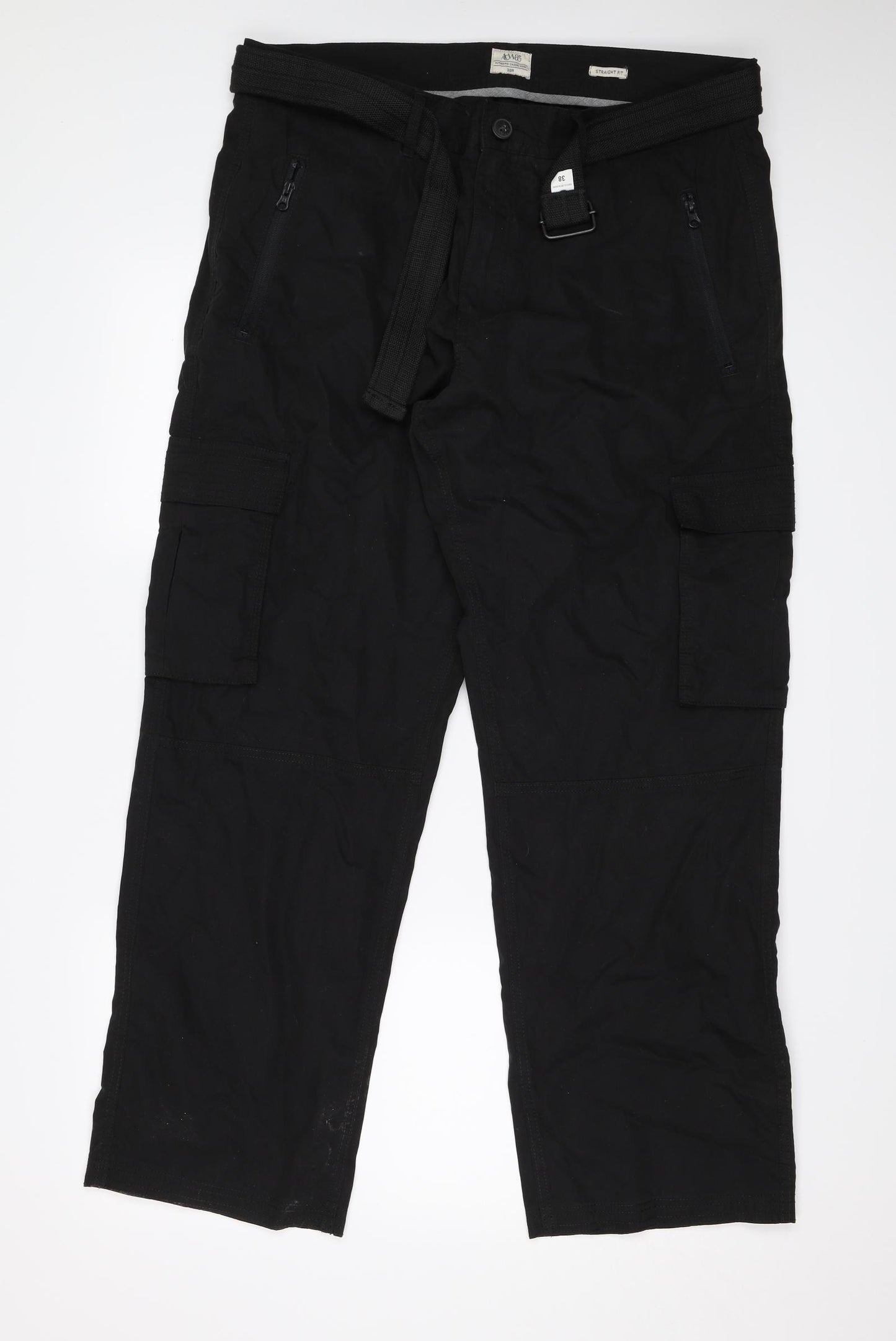 ACW85 Mens Black   Cargo Trousers Size 38 L29 in