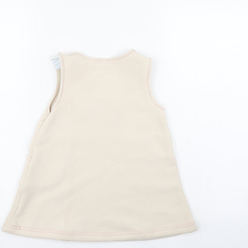 Pick Ouic Girls Ivory   Pinafore/Dungaree Dress  Size 18 Months