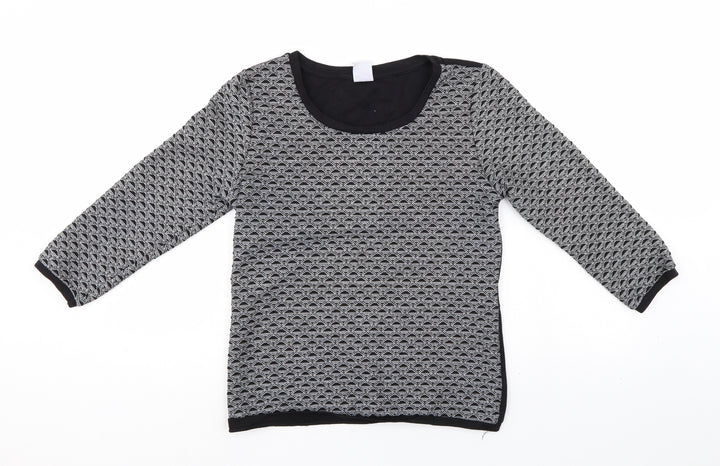 VERO MODA Womens Beige Geometric Pullover Jumper Size M