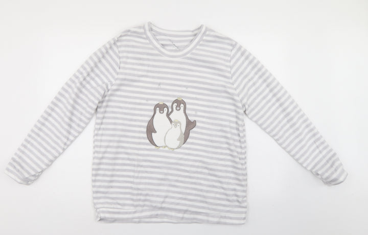 LOVE TO LOUNGE Womens Grey Striped Pyjama Top Size 12