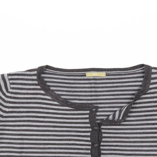 TU Womens Grey Striped  Cardigan Jumper Size 14