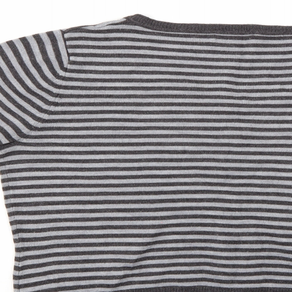 TU Womens Grey Striped  Cardigan Jumper Size 14