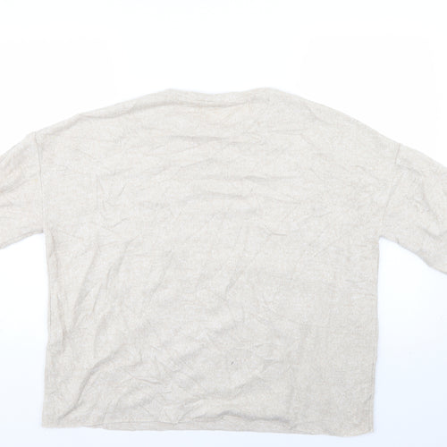 Zara Womens Ivory   Pullover Jumper   - Pearls on jumper