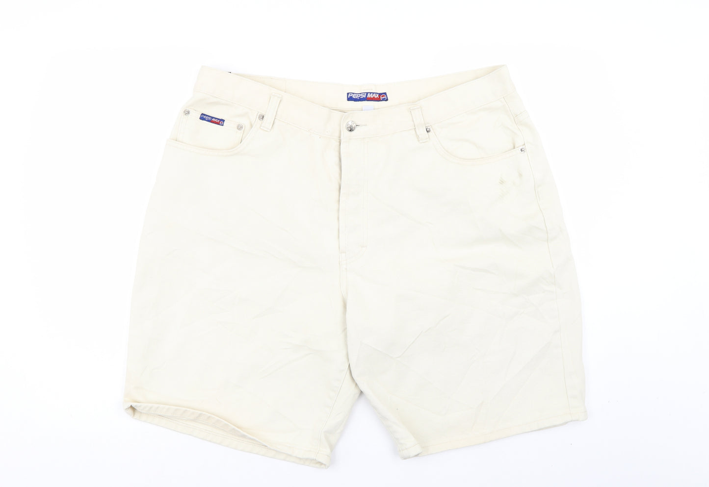 Pepsi Max Mens White  Denim Chino Shorts Size 38