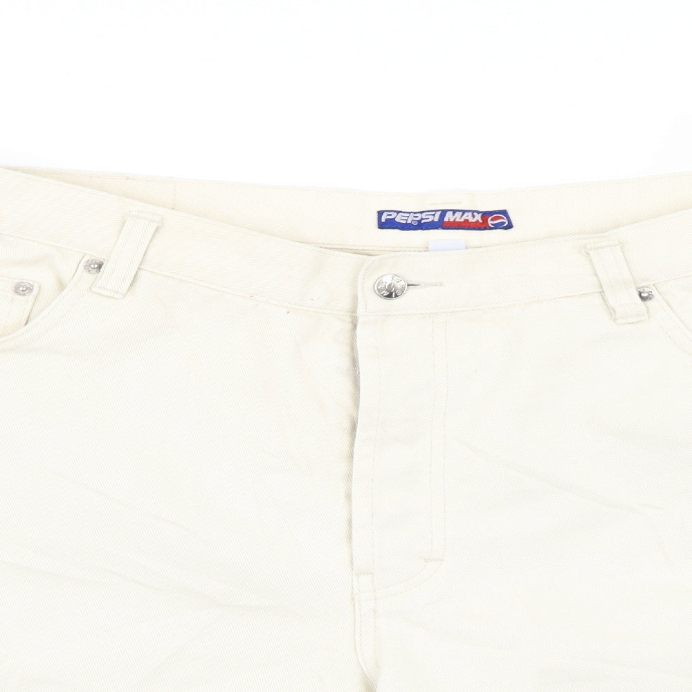 Pepsi Max Mens White  Denim Chino Shorts Size 38