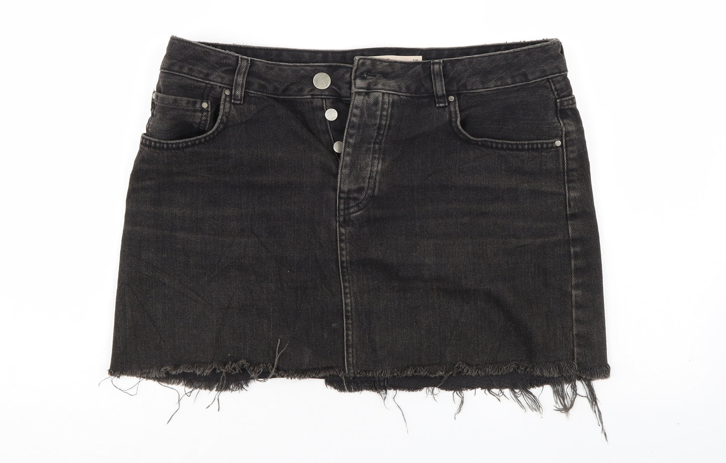 ASOS Womens Black  Denim Mini Skirt Size 12  - Distressed