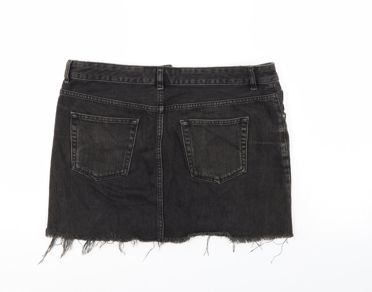 ASOS Womens Black  Denim Mini Skirt Size 12  - Distressed