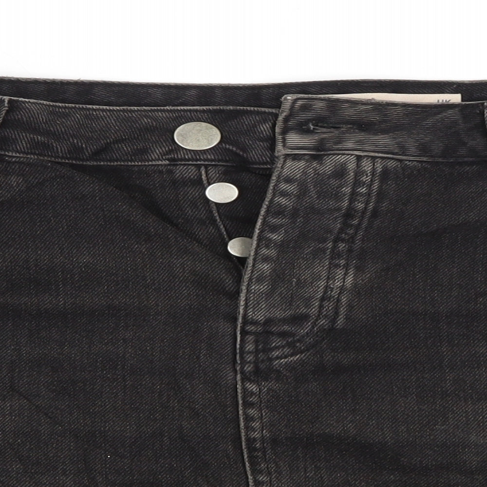 ASOS Womens Black  Denim Mini Skirt Size 12  - Distressed