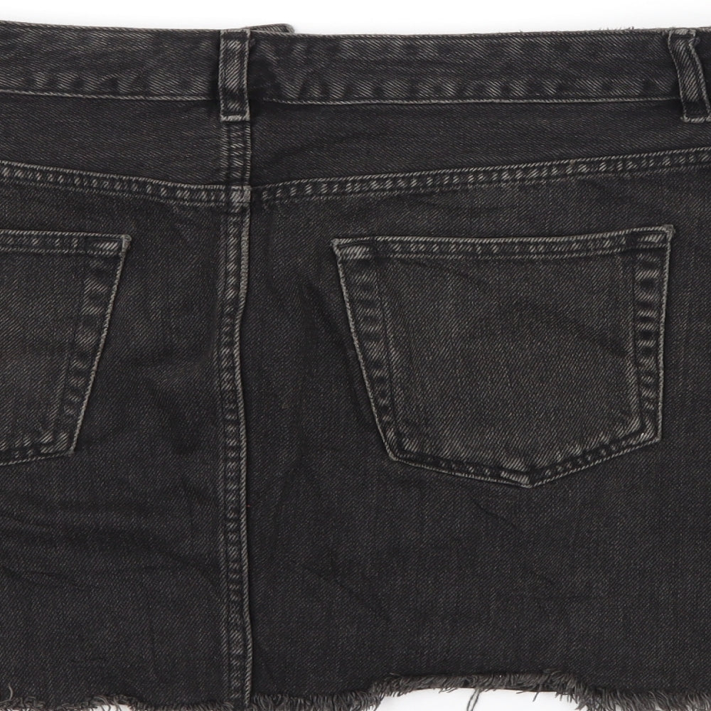 ASOS Womens Black  Denim Mini Skirt Size 12  - Distressed