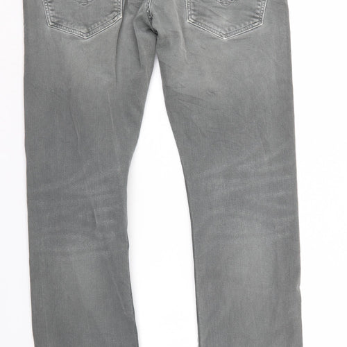 Replay Mens Grey  Denim Straight Jeans Size 32 L32 in