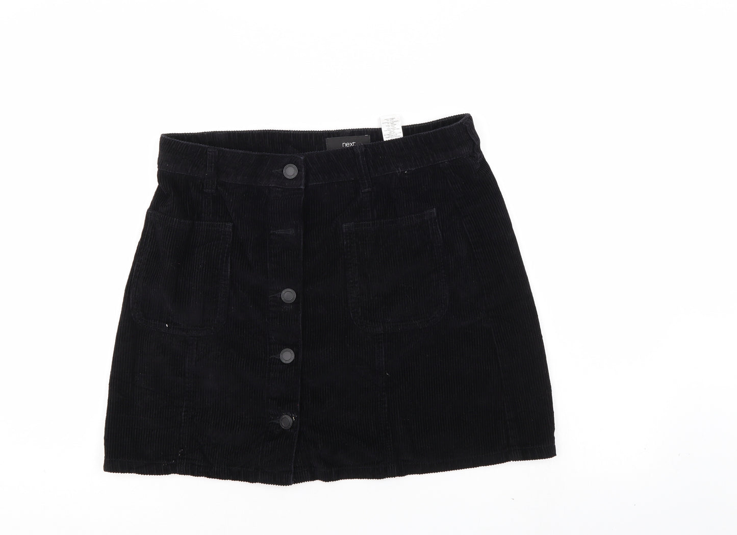 NEXT Womens Black  Corduroy A-Line Skirt Size 12