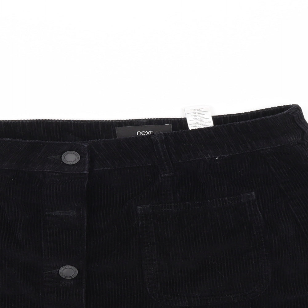 NEXT Womens Black  Corduroy A-Line Skirt Size 12