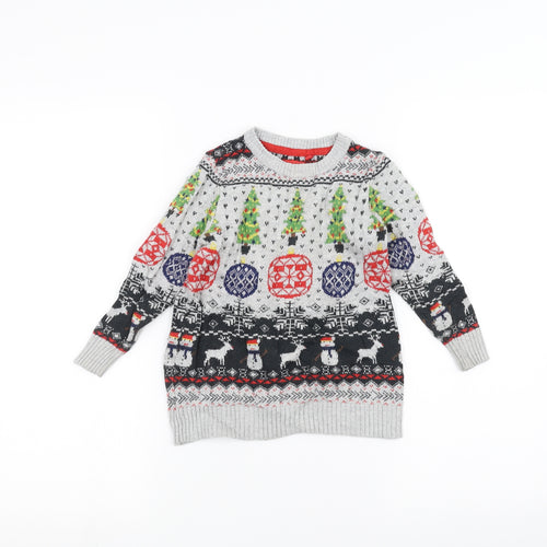 TU Girls Grey Striped  Pullover Jumper Size 3 Years