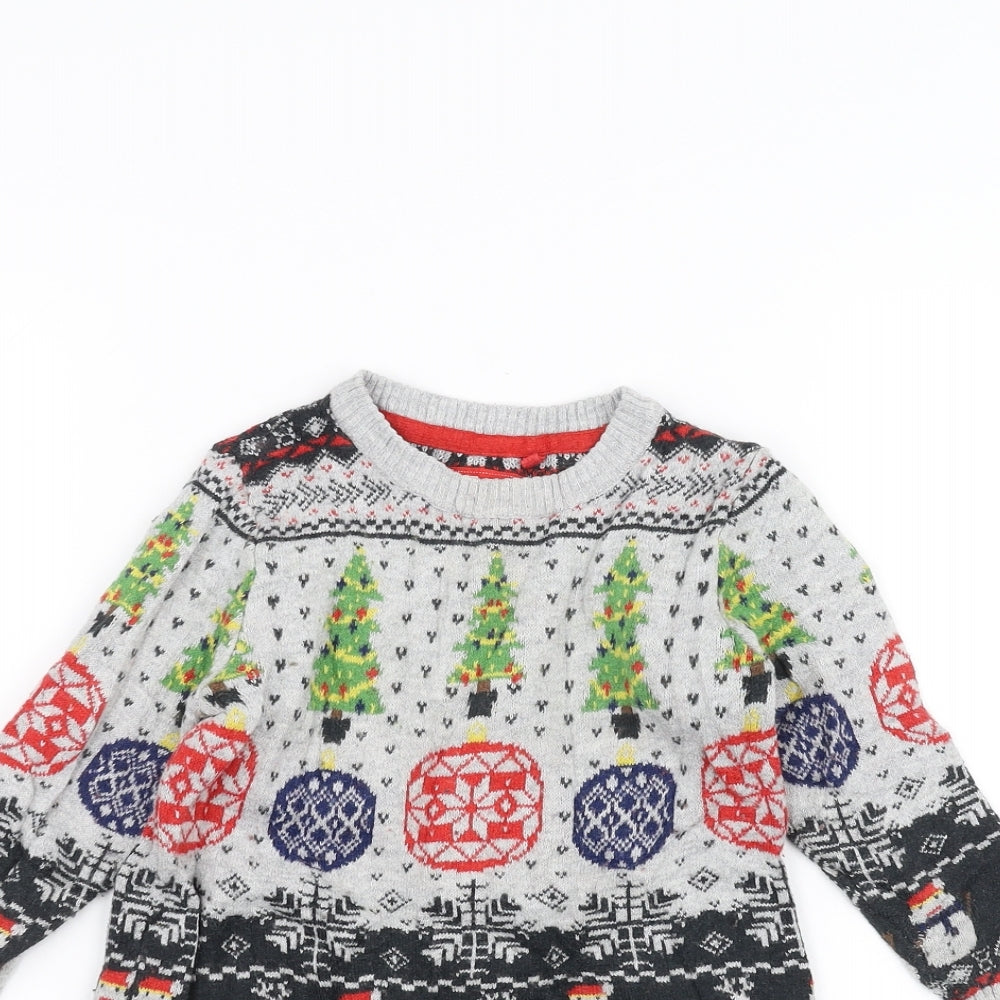 TU Girls Grey Striped  Pullover Jumper Size 3 Years