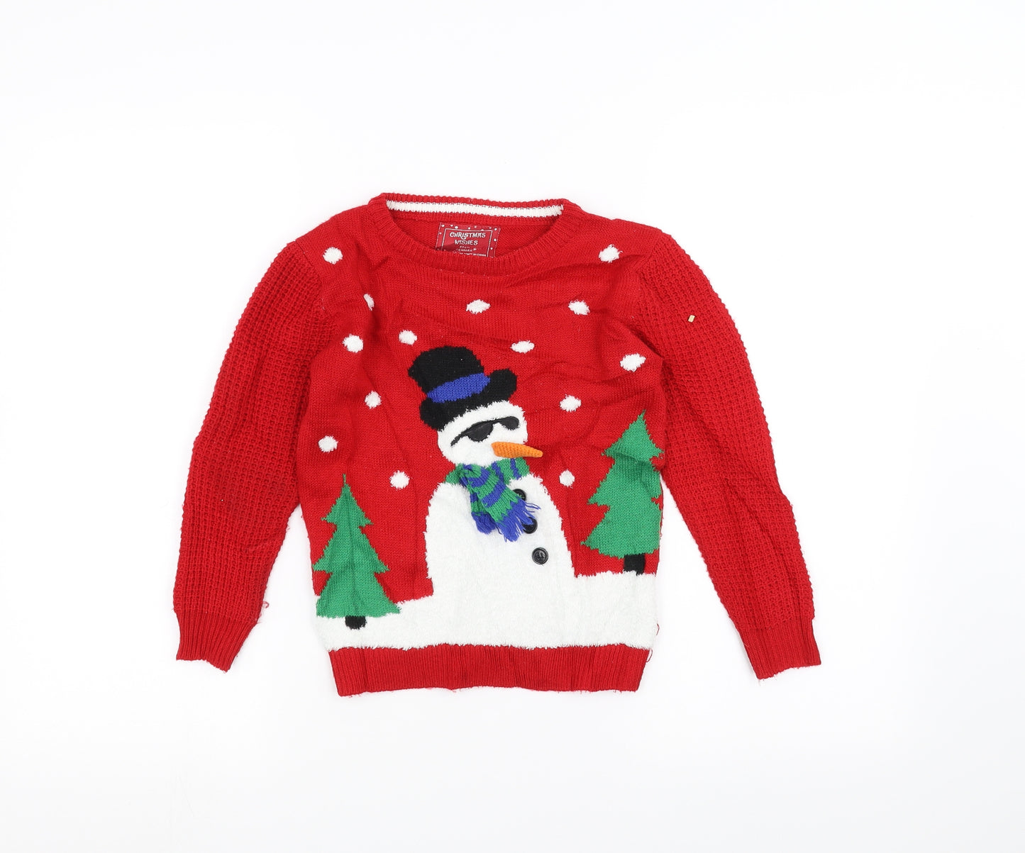 Primark Girls Red   Pullover Jumper Size 5-6 Years  - Christmas  Jumper