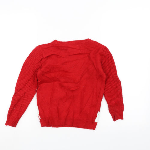 Primark Girls Red   Pullover Jumper Size 5-6 Years  - Christmas  Jumper