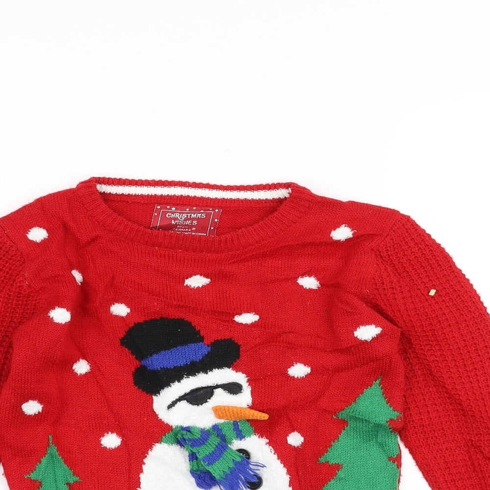 Primark Girls Red   Pullover Jumper Size 5-6 Years  - Christmas  Jumper