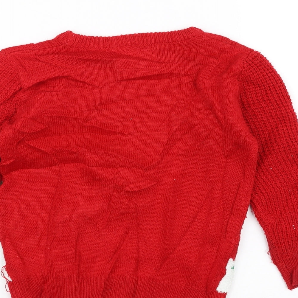 Primark Girls Red   Pullover Jumper Size 5-6 Years  - Christmas  Jumper