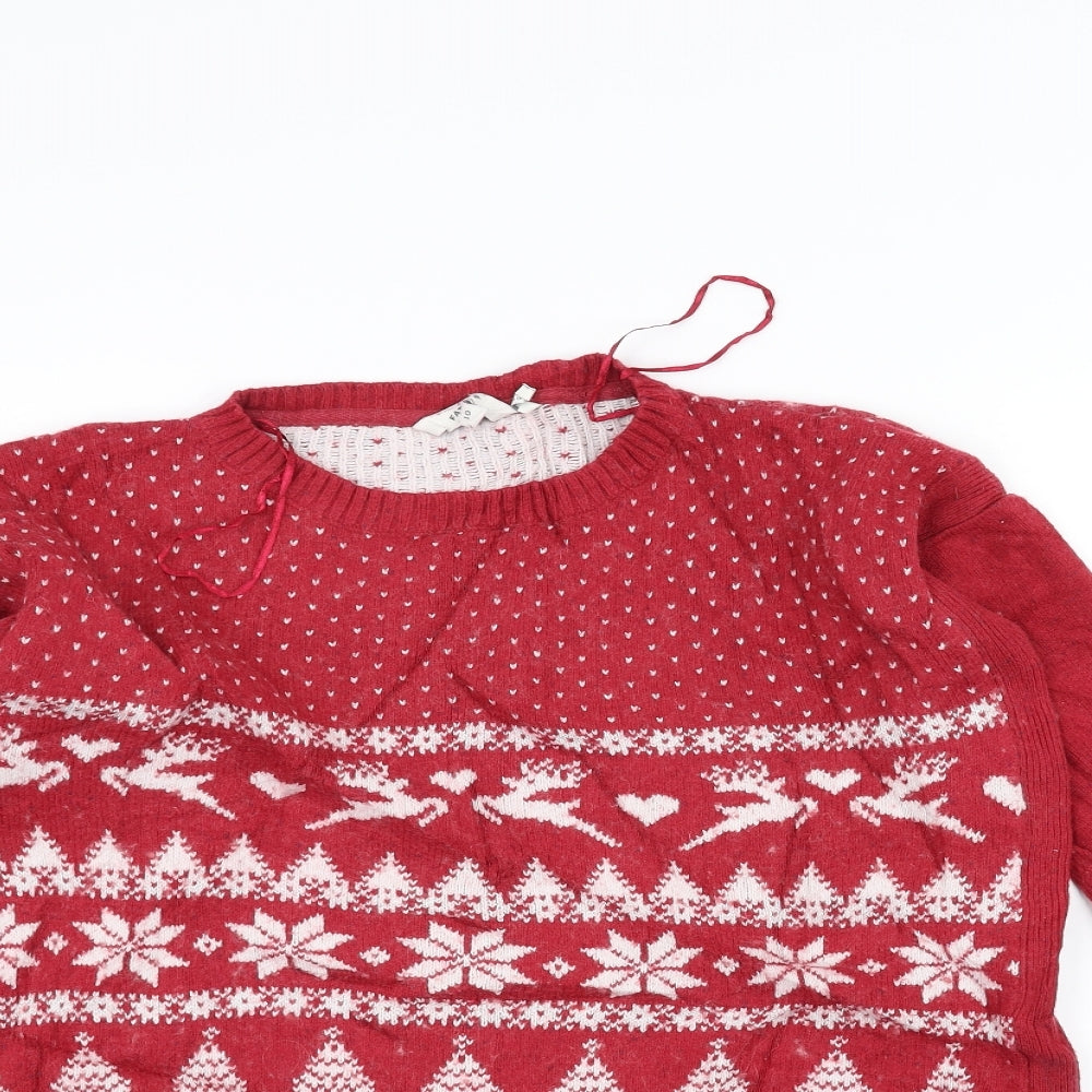 Fat Face Womens Red   Pullover Jumper Size 10  - Christmas  Jumper