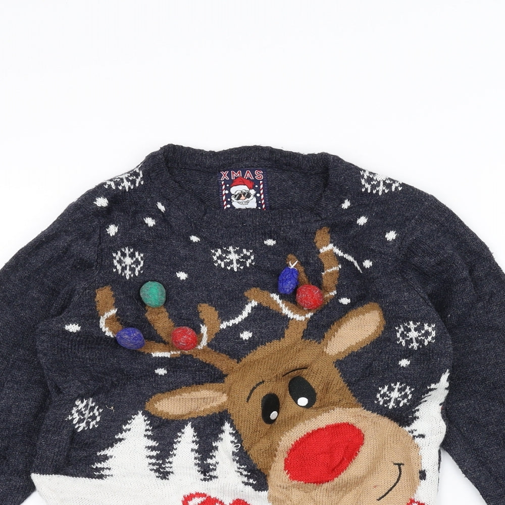 F&F Boys Blue   Pullover Jumper Size 9-10 Years  - Christmas