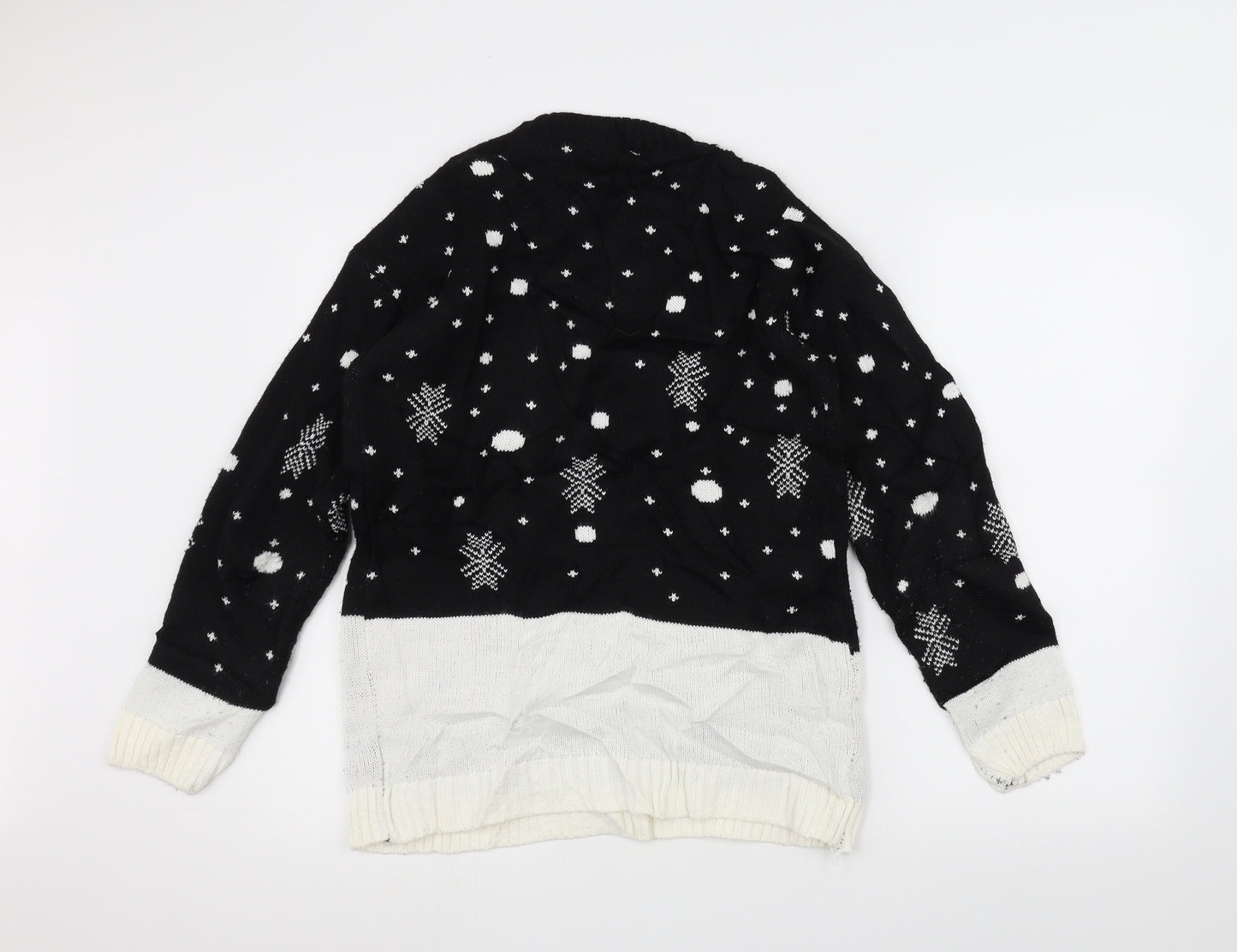 Preworn Mens Black  Knit Pullover Jumper Size S  - Christmas  Jumper