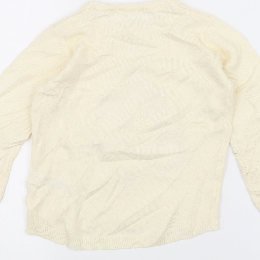 M&Co Girls White  Knit Pullover Jumper Size 3-4 Years  - Christmas  Jumper