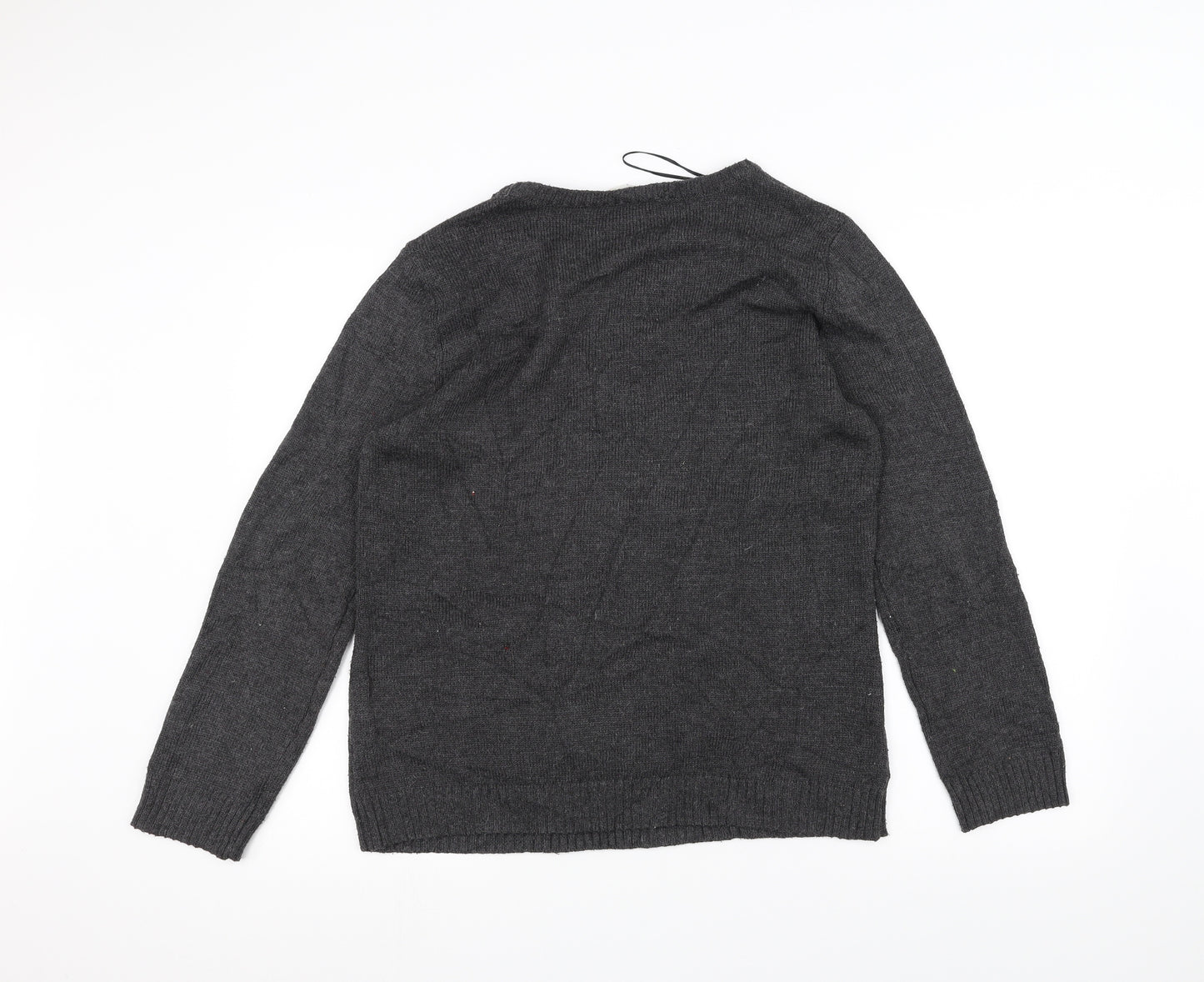 Peacocks Womens Grey  Knit Pullover Jumper Size L  - Christmas  Jumper