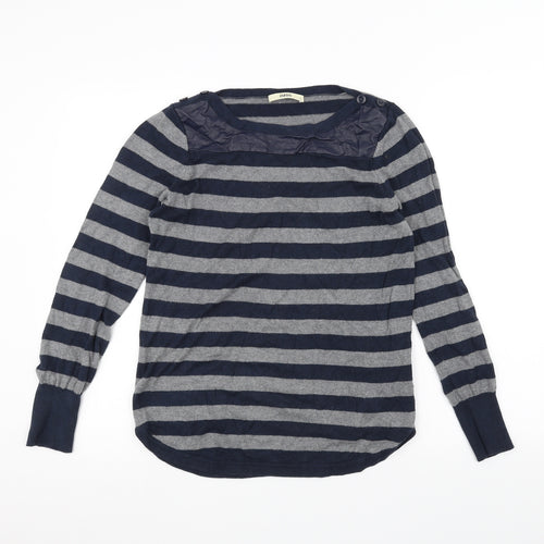 Oasis Womens Grey Striped  Basic T-Shirt Size S