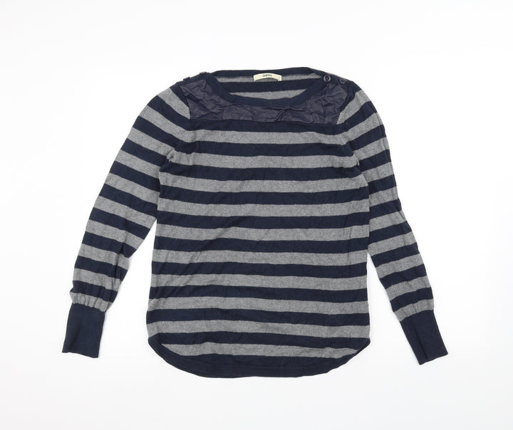 Oasis Womens Grey Striped  Basic T-Shirt Size S