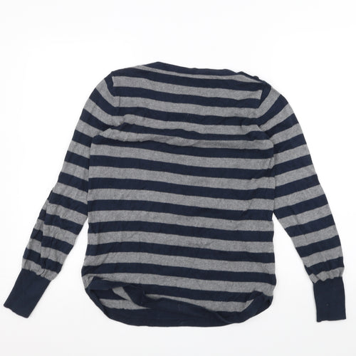 Oasis Womens Grey Striped  Basic T-Shirt Size S