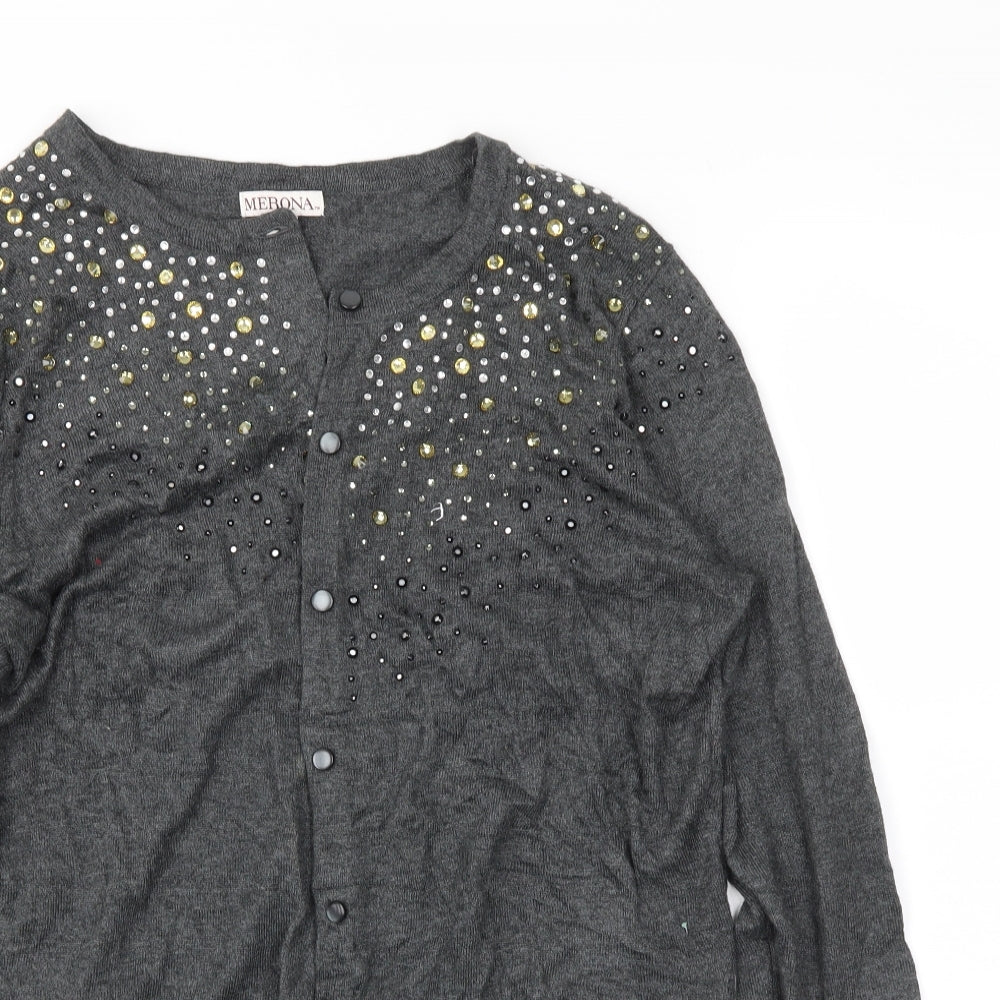Merona Womens Grey   Cardigan Jumper Size L