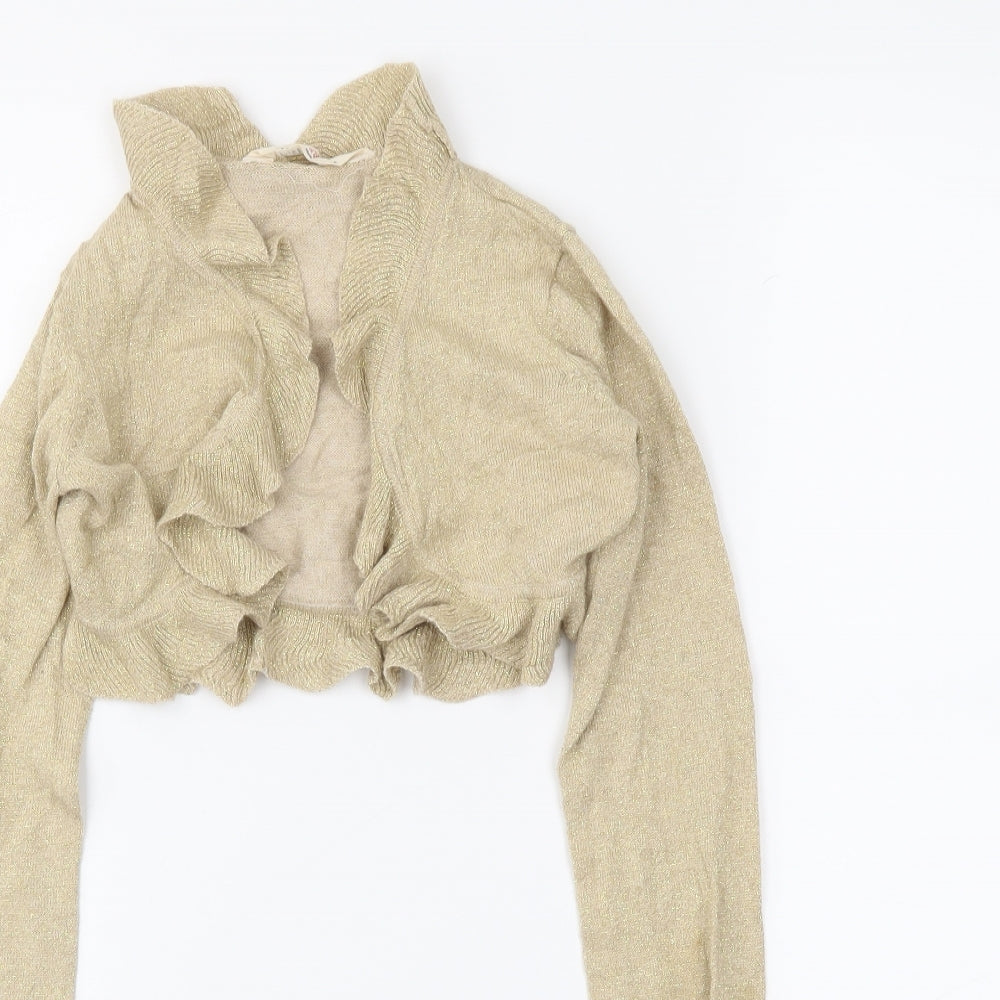 H&M Girls Gold   Shrug Jumper Size 7-8 Years