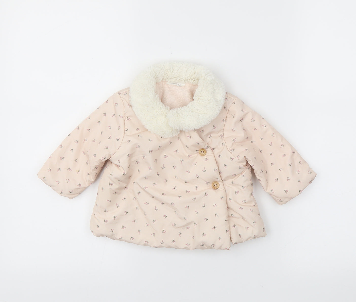 NEXT Girls Pink Floral  Puffer Jacket Coat Size 3-6 Months