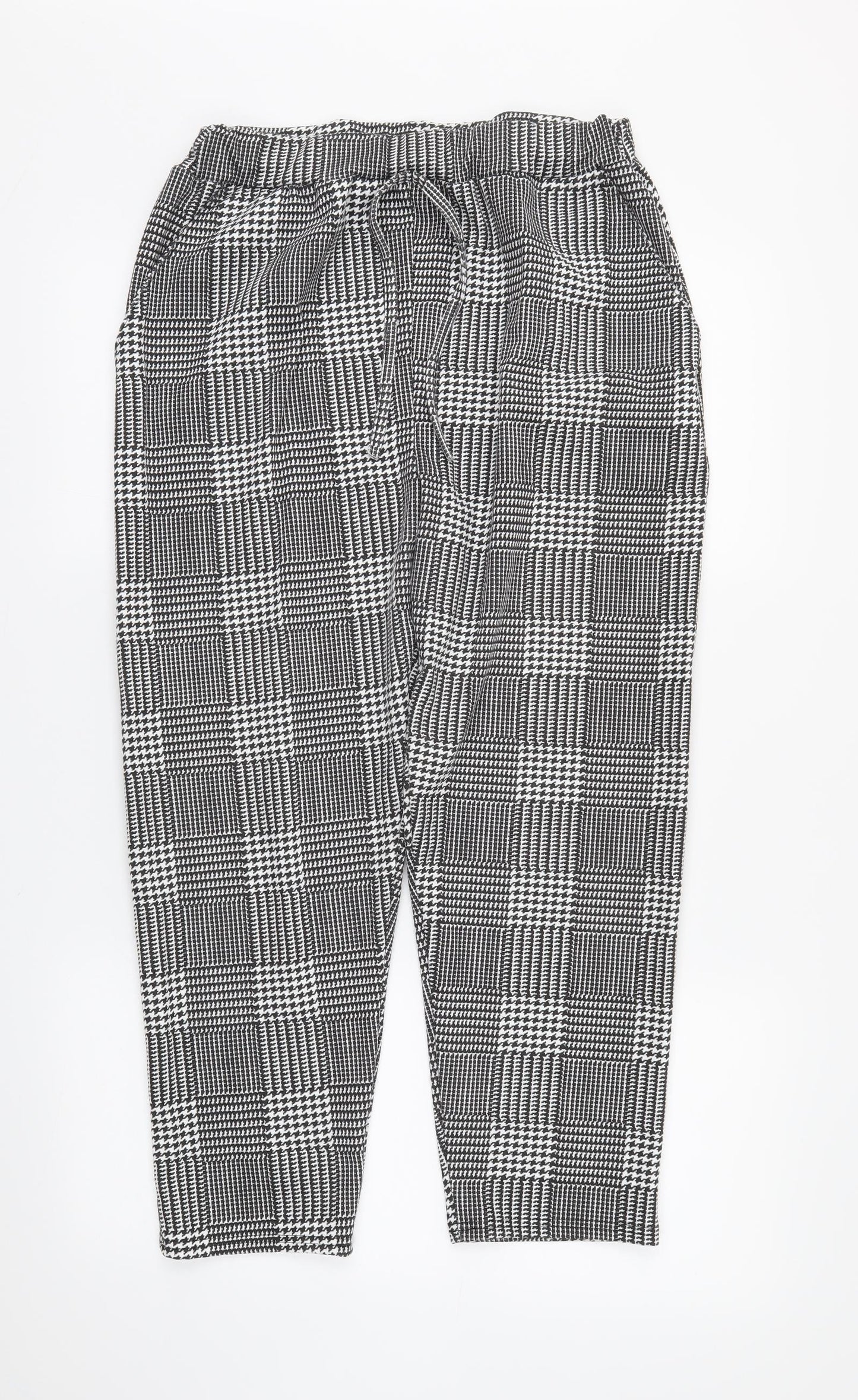 Preworn Womens Black Plaid  Trousers  Size M L22 in