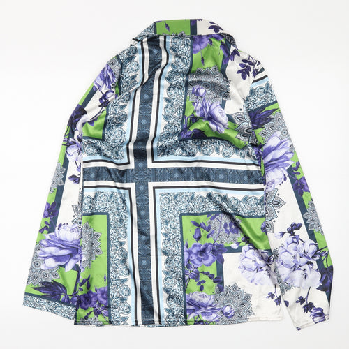 PRETTYLITTLETHING Womens White Floral  Wrap Blouse Size 8