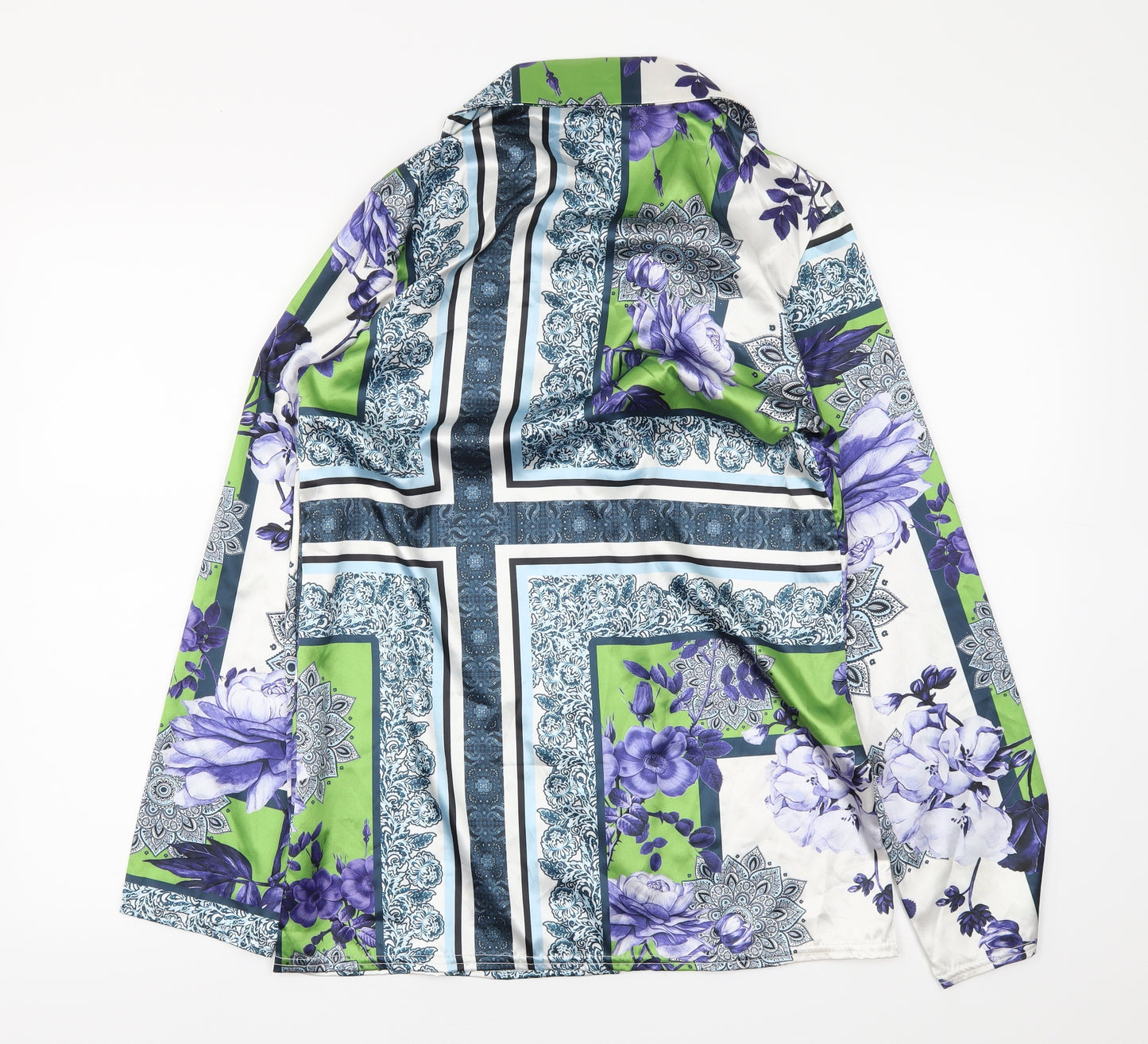 PRETTYLITTLETHING Womens White Floral  Wrap Blouse Size 8