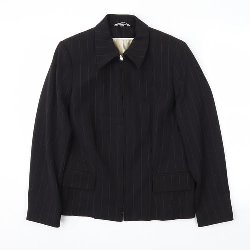 Klass Womens Black Striped  Jacket Blazer Size 14