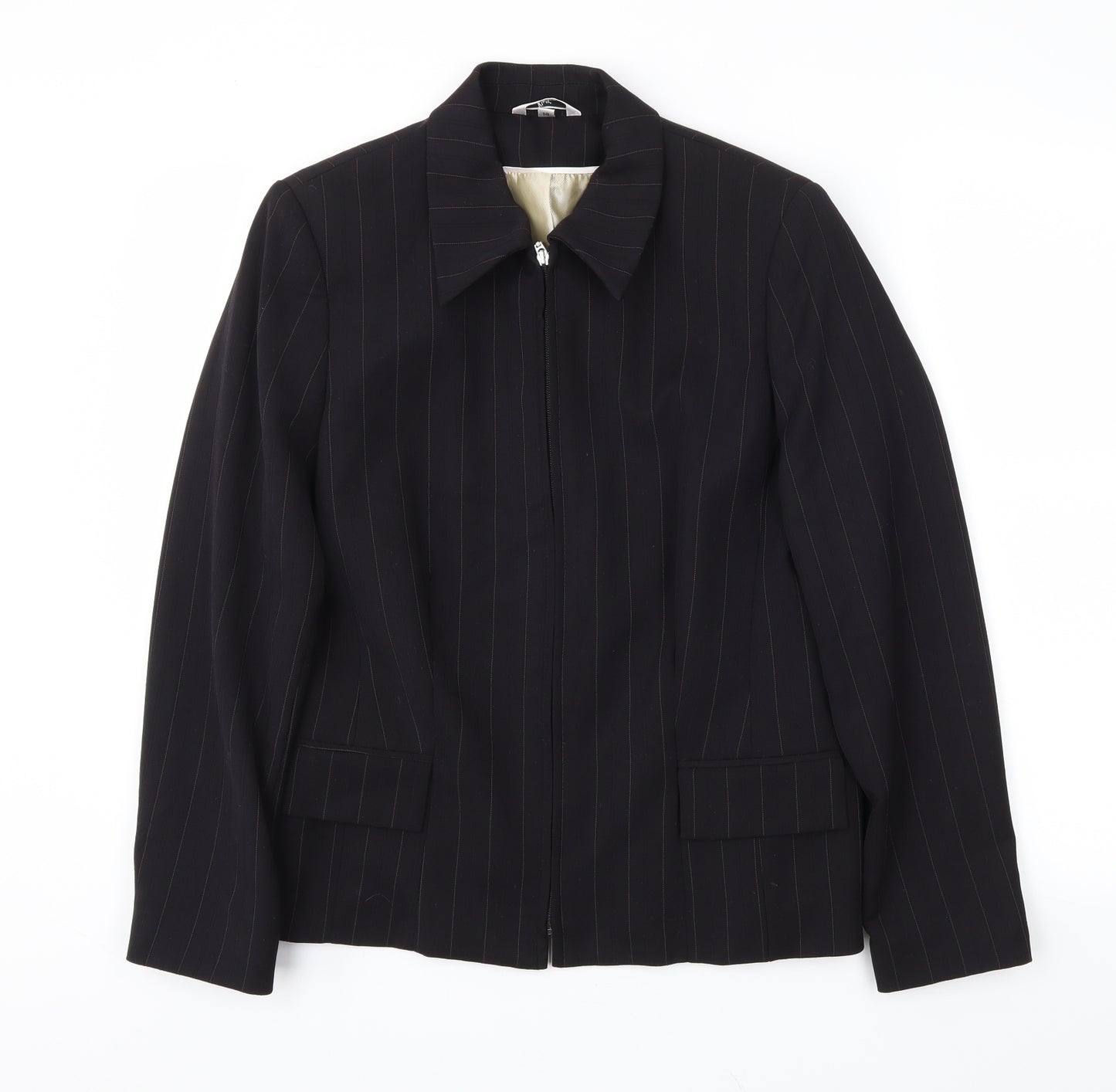 Klass Womens Black Striped  Jacket Blazer Size 14