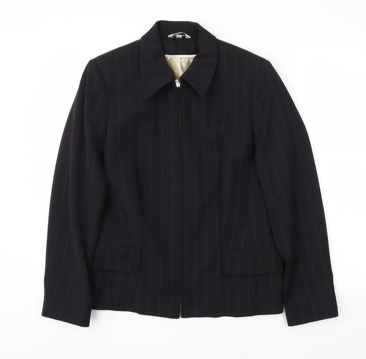 Klass Womens Black Striped  Jacket Blazer Size 14